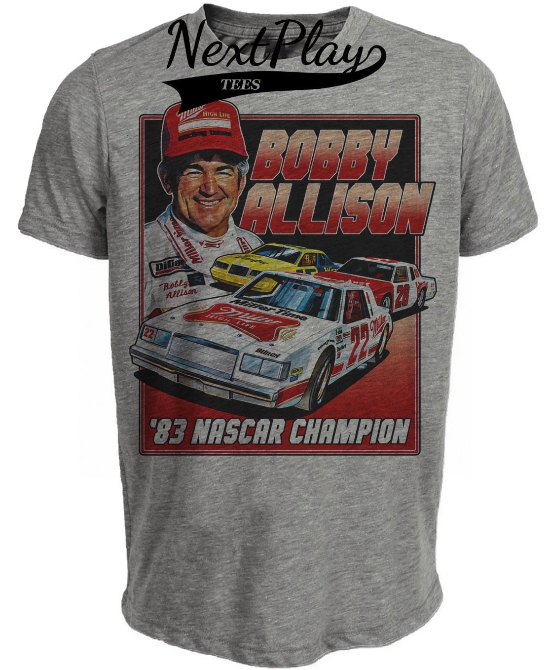 Bobby Allison 1983 Champion Retro Racing Gray Sublimated T-Shirt