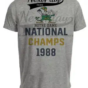 Notre Dame Fighting Irish National Champs Retro Football 1988 Artwork Gray Sublimated T-Shirt