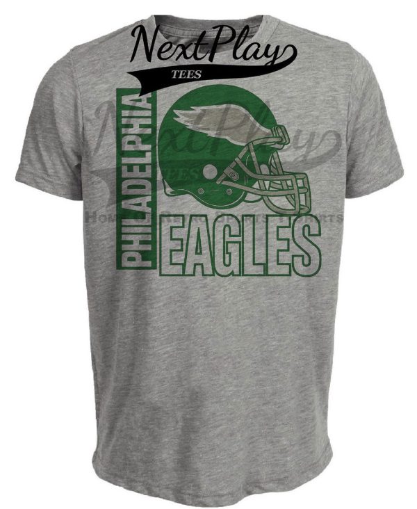 Philadelphia Eagles Throwback Retro Football Helmet 1985 Artwork Heather Gray Sublimated T-Shirt