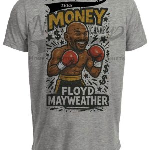 Floyd Mayweather Money Exclusive Retro Boxing Graffiti Artwork Heather Gray Sublimated T-Shirt