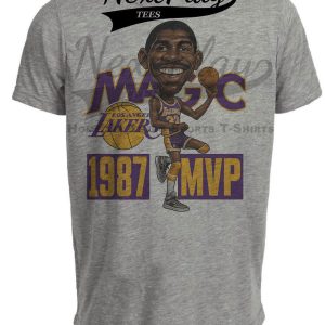 Los Angeles Lakers Magic Johnson MVP Retro Basketball 1987 Artwork Heather Gray Sublimated T-Shirt