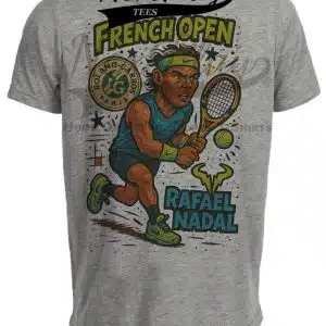 Rafael Nadal French Open Legend Exclusive Retro Tennis Artwork Heather Gray Sublimated T-Shirt