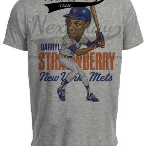 New York Mets Darryl Strawberry Exclusive Retro Baseball 1987 Artwork Heather Gray Sublimated T-Shirt