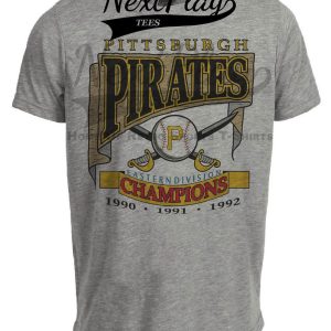 Pittsburgh Pirates Eastern Division Champions Retro Baseball 1992 Artwork Heather Gray Sublimated T-Shirt