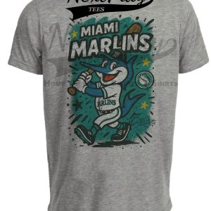 Miami Marlins Graffiti Exclusive Retro Baseball Artwork Heather Gray Sublimated T-Shirt