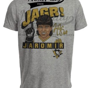 Pittsburgh Penguins Jaromir Jagr Retro Hockey 1990 Rookie Artwork Heather Gray Sublimated T-Shirt