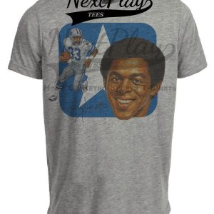 Dallas Cowboys Tony Dorsett Star Retro Football 1982 Artwork Heather Gray Sublimated T-Shirt