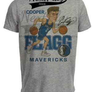 Dallas Mavericks Cooper Flagg Exclusive Retro Basketball Artwork Heather Gray Sublimated T-Shirt