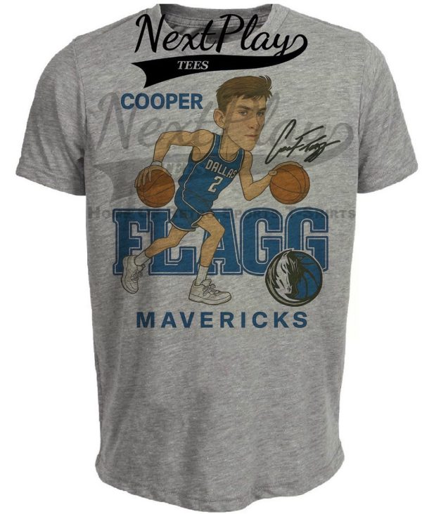 Dallas Mavericks Cooper Flagg Exclusive Retro Basketball Artwork Heather Gray Sublimated T-Shirt