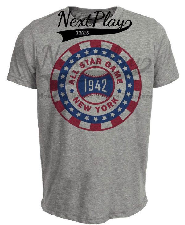 New York Giants Retro All Star Game Baseball 1942 Artwork Heather Gray Sublimated T-Shirt