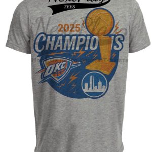 Oklahoma City Thunder The Finals Champions Exclusive Retro Basketball Skyline Artwork Heather Gray Sublimated T-Shirt
