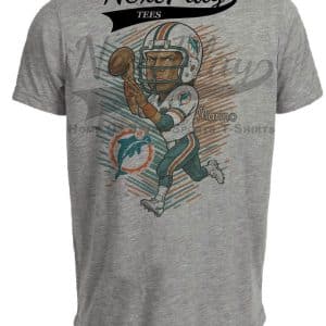 Miami Dolphins Dan Marino Retro Football 1984 Artwork Heather Gray Sublimated T-Shirt