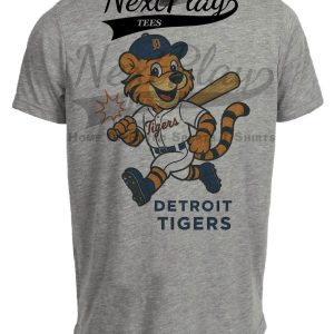 Detroit Tigers Mascot Retro Baseball Artwork Heather Gray Sublimated T-Shirt