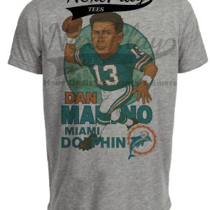 Miami Dolphins Dan Marino Exclusive Retro Football City 1991 Artwork Heather Gray Sublimated T-Shirt