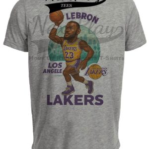 Los Angeles Lakers LeBron James Exclusive Retro Basketball 2018 Artwork Heather Gray Sublimated T-Shirt