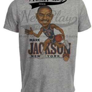 New York Knicks Mark Jackson Retro Basketball 1989 Artwork Heather Gray Sublimated T-Shirt
