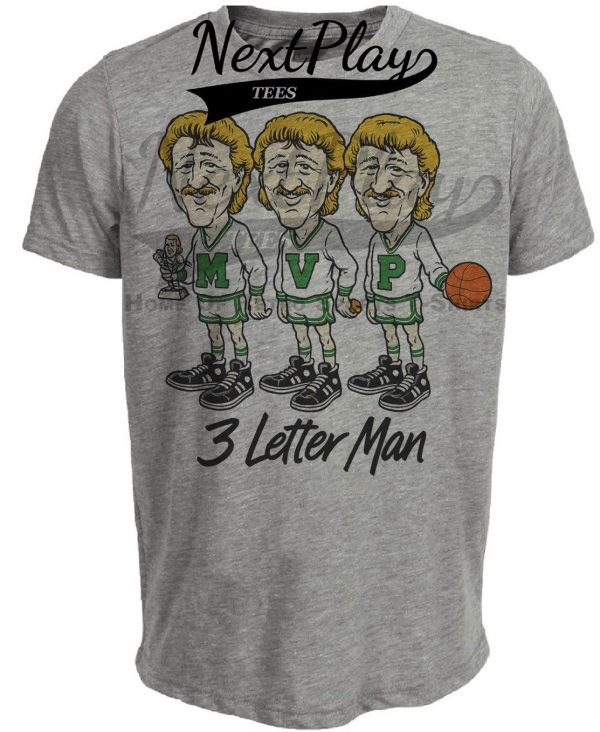 Boston Celtics Retro MVP Larry Bird Basketball 1987 Artwork Heather Gray Sublimated T-Shirt