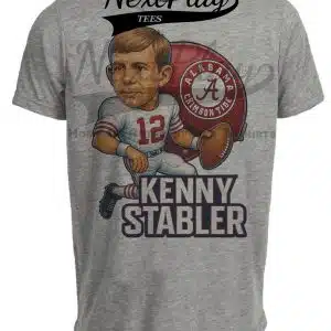 Alabama Crimson Tide QB Kenny Stabler Retro Football Artwork Heather Gray Sublimated T-Shirt