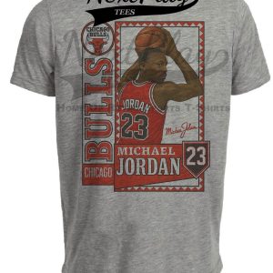 Chicago Bulls Michael Jordan Exclusive Retro Basketball Card 1987 Artwork Heather Gray Sublimated T-Shirt