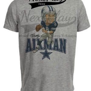Dallas Cowboys Troy Aikman Retro Football 1992 Artwork Heather Gray Sublimated T-Shirt
