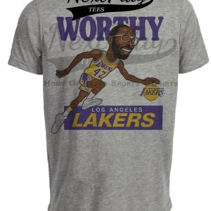 Los Angeles Lakers James Worthy Retro Basketball 1985 Artwork Heather Gray Sublimated T-Shirt