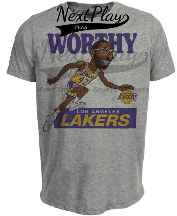 Los Angeles Lakers James Worthy Retro Basketball 1985 Artwork Heather Gray Sublimated T-Shirt