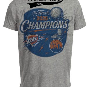 Oklahoma City Thunder The Finals Champions Exclusive Retro Basketball OKC Artwork Heather Gray Sublimated T-Shirt