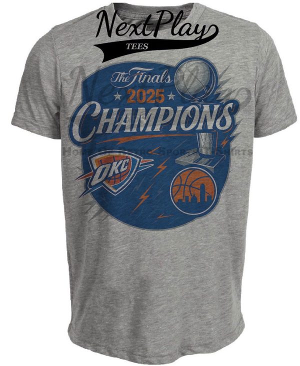 Oklahoma City Thunder The Finals Champions Exclusive Retro Basketball OKC Artwork Heather Gray Sublimated T-Shirt