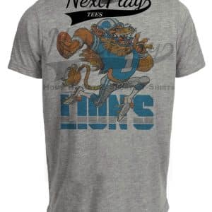 Detroit Lions Mascot Retro Football 1991 Artwork Heather Gray Sublimated T-Shirt