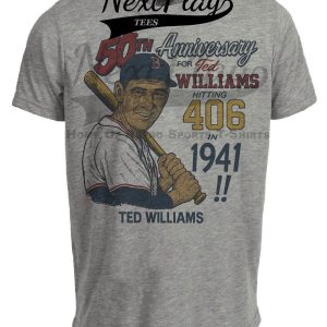 Boston Red Sox Ted Williams 50th Anniversary Retro Baseball 1991 Artwork Heather Gray Sublimated T-Shirt