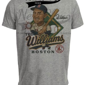Boston Red Sox Ted Williams Exclusive Retro Baseball 1951 Artwork Heather Gray Sublimated T-Shirt
