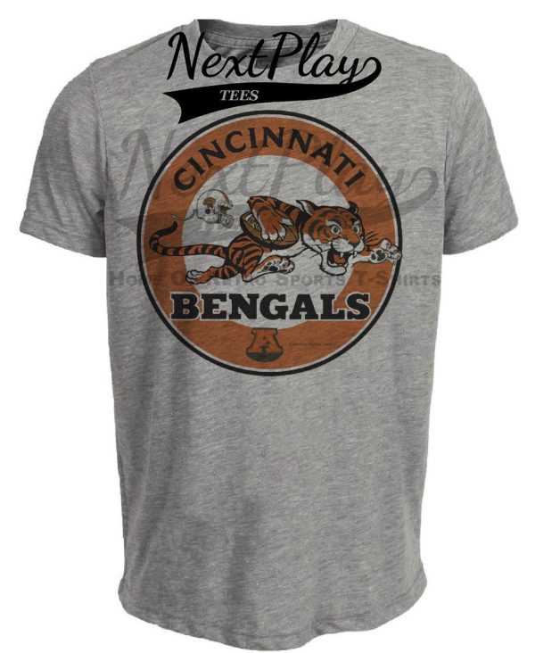 Cincinnati Bengals Rare Retro Football 1968 Artwork Heather Gray Sublimated T-Shirt