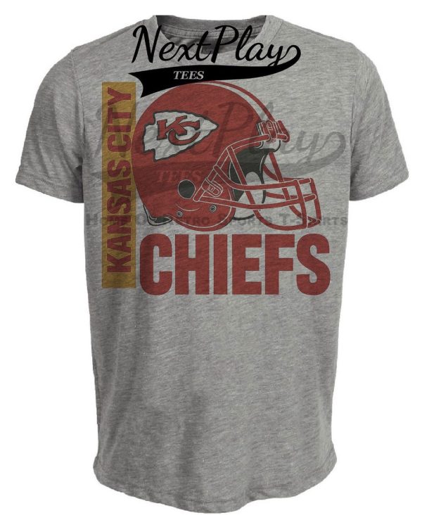 Kansas City Chiefs Retro Rivals Football Helmet Artwork Heather Gray Sublimated T-Shirt