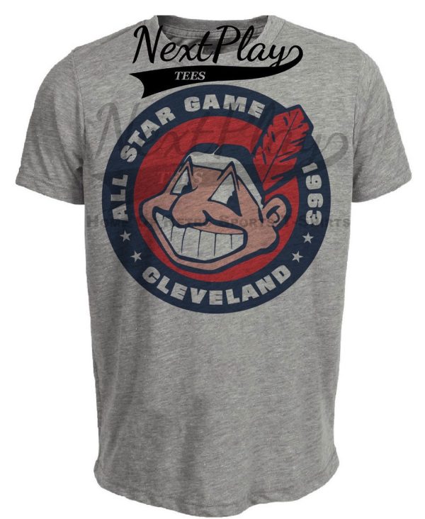 Cleveland Indians Retro All Star Game Baseball 1963 Artwork Heather Gray Sublimated T-Shirt