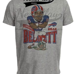 Buffalo Bills Cornelius Bennett Retro Football 1989 Artwork Heather Gray Sublimated T-Shirt