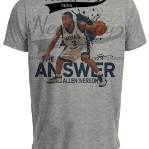Georgetown Hoyas Retro The Answer Allen Iverson Basketball 1995 Artwork Heather Gray Sublimated T-Shirt