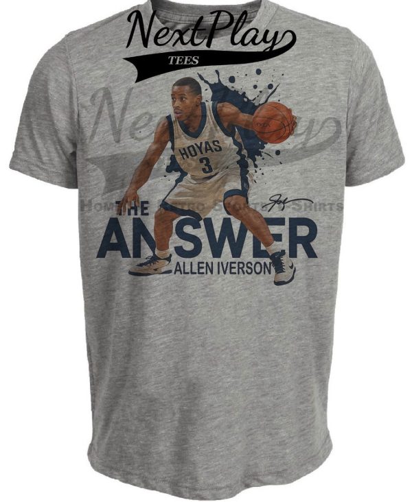 Georgetown Hoyas Retro The Answer Allen Iverson Basketball 1995 Artwork Heather Gray Sublimated T-Shirt