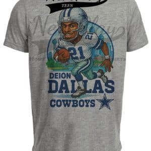 Dallas Cowboys Deion Sanders Exclusive Retro Football City Artwork Heather Gray Sublimated T-Shirt