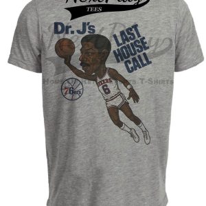 Philadelphia 76ers Julius Erving Dr. J Last House Call Retro Basketball 1987 Artwork Heather Gray Sublimated T-Shirt