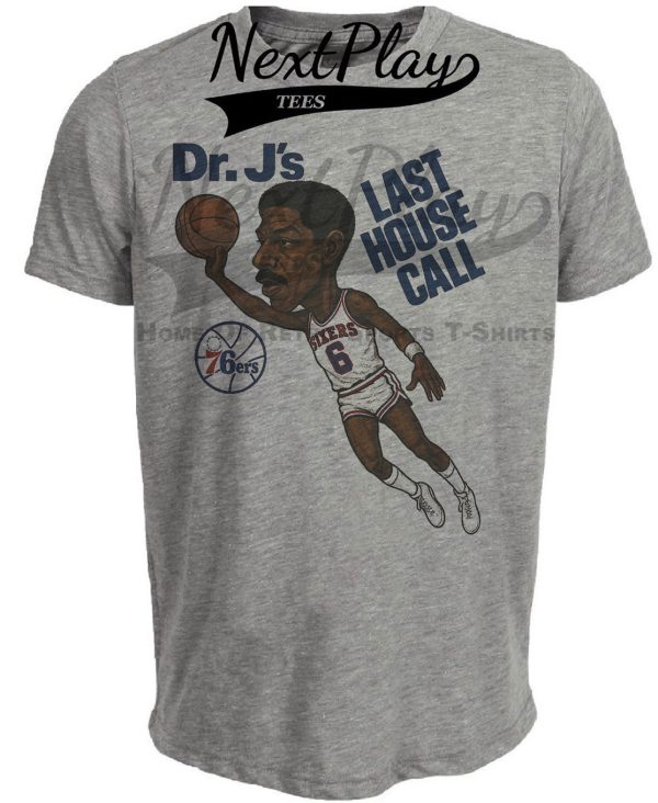 Philadelphia 76ers Julius Erving Dr. J Last House Call Retro Basketball 1987 Artwork Heather Gray Sublimated T-Shirt
