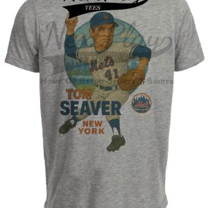 New York Mets Tom Seaver Exclusive Retro Baseball 1975 Artwork Heather Gray Sublimated T-Shirt