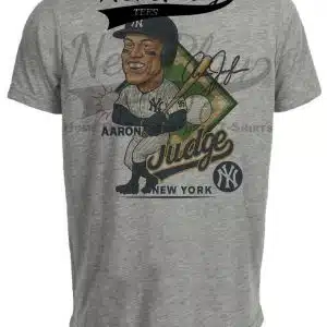 New York Yankees Aaron Judge Exclusive Retro Baseball Artwork Heather Gray Sublimated T-Shirt