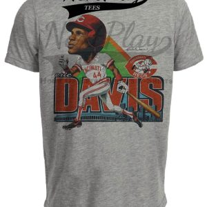 Cincinnati Reds Eric Davis Exclusive Retro Baseball 1987 Artwork Heather Gray Sublimated T-Shirt