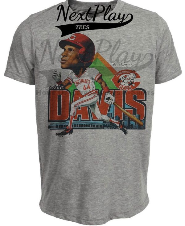 Cincinnati Reds Eric Davis Exclusive Retro Baseball 1987 Artwork Heather Gray Sublimated T-Shirt