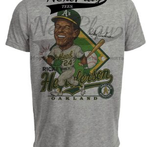 Oakland Athletics Rickey Henderson Exclusive Retro Baseball Caricature 1989 Artwork Heather Gray Sublimated T-Shirt