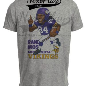 Minnesota Vikings Randy Moss Retro Caricature Football 1998 Artwork Heather Gray Sublimated T-Shirt