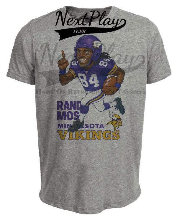 Minnesota Vikings Randy Moss Retro Caricature Football 1998 Artwork Heather Gray Sublimated T-Shirt