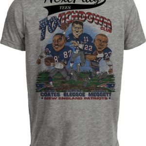 New England Patriots Touchdown Club Bledsoe Retro Football 1995 Artwork Gray Sublimated T-Shirt