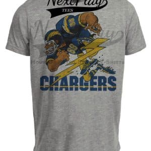 Los Angeles Chargers Retro Football Artwork Heather Gray Sublimated T-Shirt