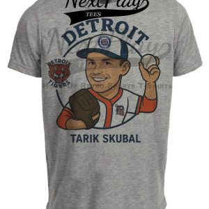Detroit Tigers Tarik Skubol Retro Baseball Pitcher Artwork Heather Gray Sublimated T-Shirt